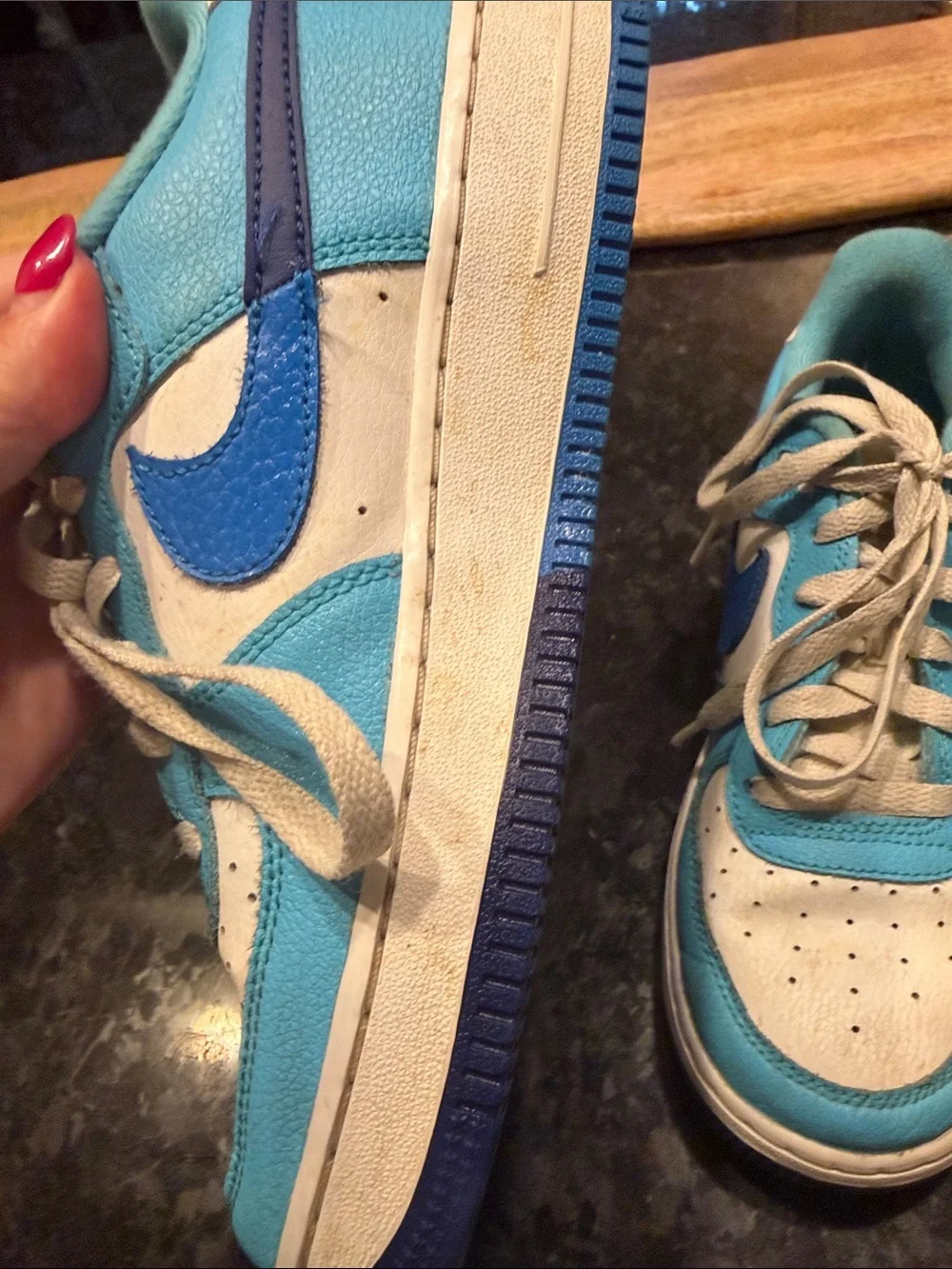 Nike Air Sneakers in Light Blue and White size 5.5 Youth Boys